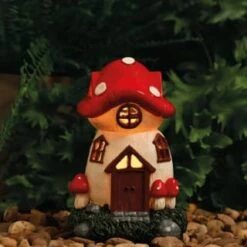 B&M Assorted Mushroom House Ornament With Glowing Solar Light -Outdoor Garden Store 393429 mushroom house ornament with glowing solar light 5