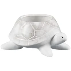 B&M White Ceramic Turtle Planter