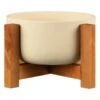 B&M Cream Planter On Wooden Stand -Outdoor Garden Store 393693 cream planter on wooden stand 2