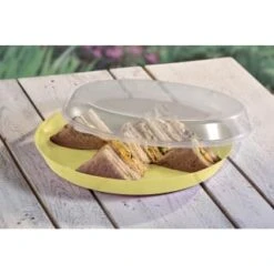 B&M Food Tray With Clear Lid - Yellow -Outdoor Garden Store 394984 food tray with clear lid yellow