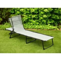 Dakota Premium 3 Position Folding Relaxer Bed - Grey -Outdoor Garden Store 395732 dakota premium 3 position folding relaxer bed