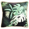 B&M Leaf Print Shower Resistant Cushion With Foiling - Black -Outdoor Garden Store 396044 leaf print shower resistant cushion with foiling
