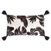 B&M Leaf Print Embroidered Lumbar Cushion With Tassels 2 B&M Leaf Print Embroidered Lumbar Cushion With Tassels -Outdoor Garden Store 396059 embroidered lumbar cushion with tassels leaf print