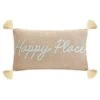 B&M Happy Place Embroidered Cushion -Outdoor Garden Store 396064 embroidered cushion happy place